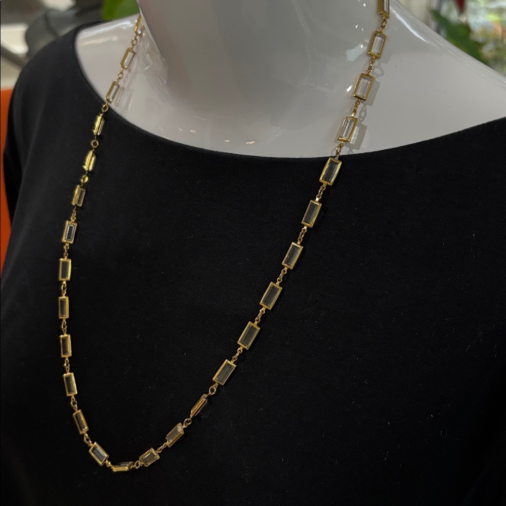 Rectangular Bezel Cut Crystal Necklace - image 4